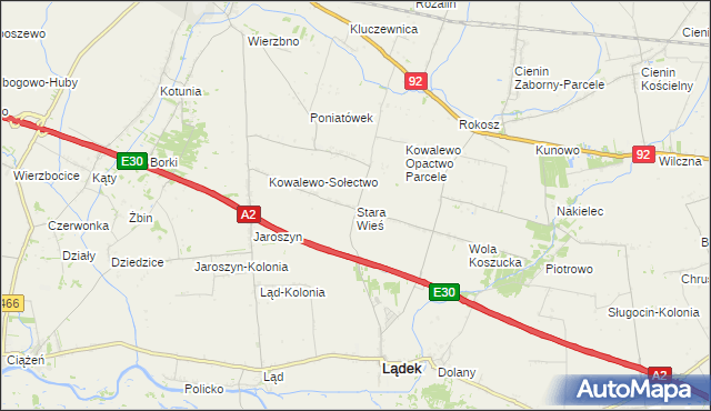 mapa Stara Wieś gmina Słupca, Stara Wieś gmina Słupca na mapie Targeo