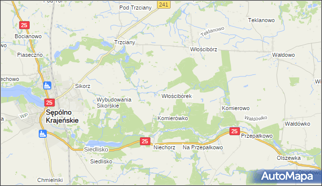 mapa Włościbórek, Włościbórek na mapie Targeo