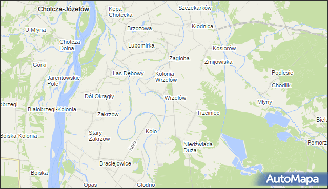 mapa Wrzelów, Wrzelów na mapie Targeo