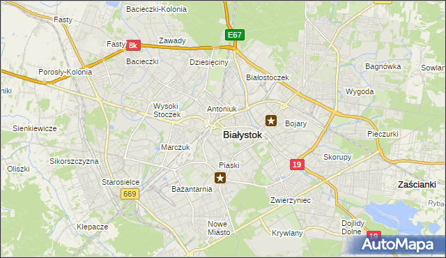 mapa Białegostoku, Białystok na mapie Targeo