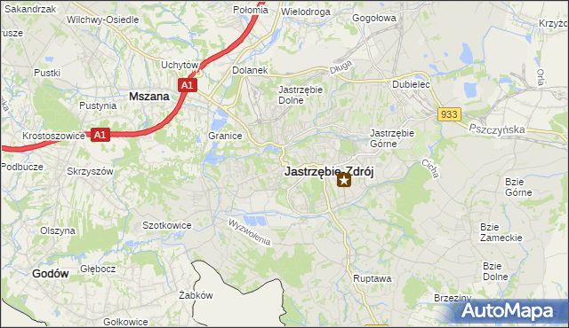 mapa Jastrzębie-Zdrój, Jastrzębie-Zdrój na mapie Targeo