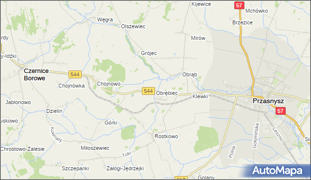 mapa Obrębiec, Obrębiec na mapie Targeo