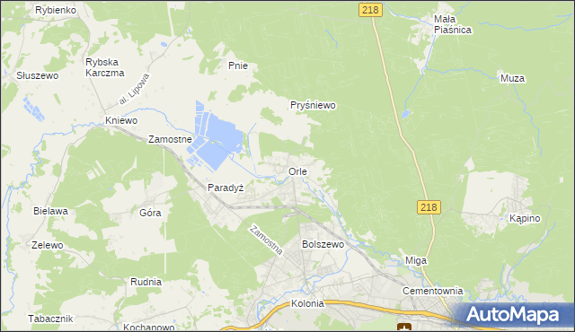 mapa Orle gmina Wejherowo, Orle gmina Wejherowo na mapie Targeo