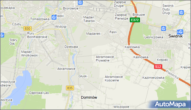 mapa Abramowice Prywatne, Abramowice Prywatne na mapie Targeo
