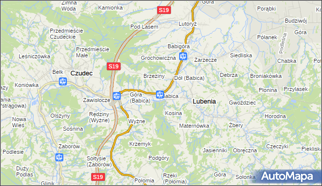 mapa Babica gmina Czudec, Babica gmina Czudec na mapie Targeo