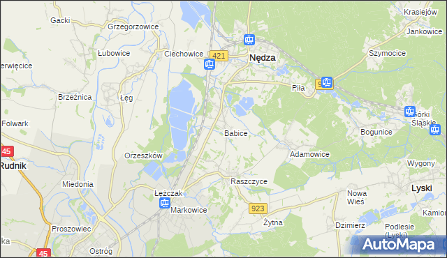 mapa Babice gmina Nędza, Babice gmina Nędza na mapie Targeo