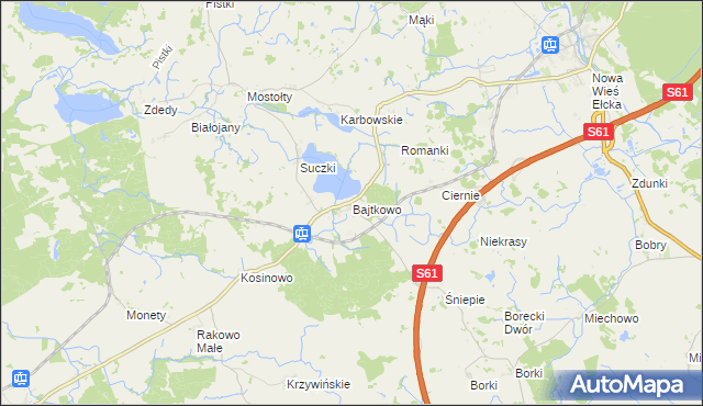 mapa Bajtkowo, Bajtkowo na mapie Targeo