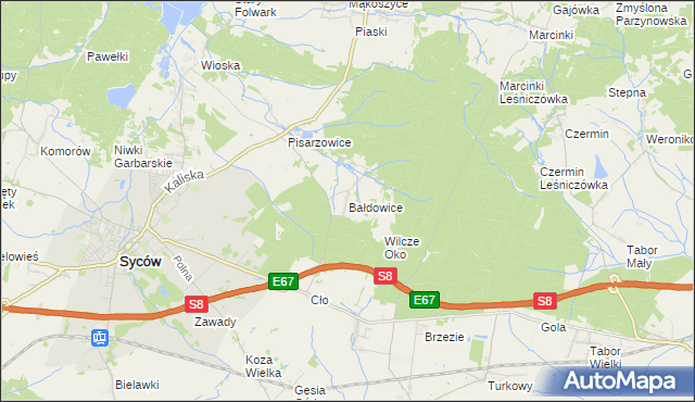 mapa Bałdowice, Bałdowice na mapie Targeo