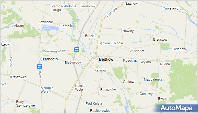 mapa Będków powiat tomaszowski, Będków powiat tomaszowski na mapie Targeo