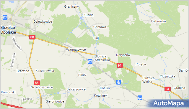 mapa Błotnica Strzelecka, Błotnica Strzelecka na mapie Targeo