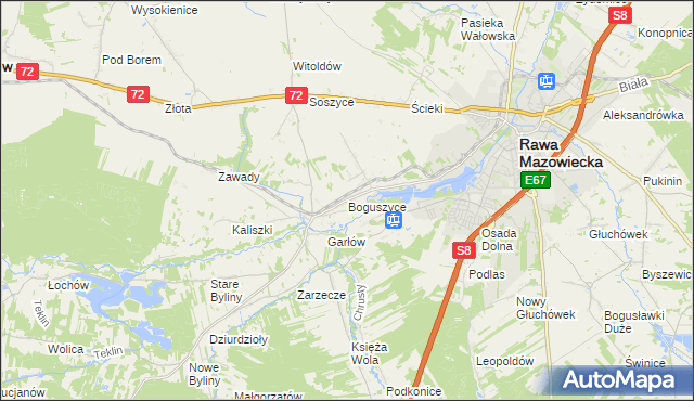 mapa Boguszyce gmina Rawa Mazowiecka, Boguszyce gmina Rawa Mazowiecka na mapie Targeo