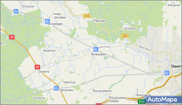 mapa Boleszewo, Boleszewo na mapie Targeo
