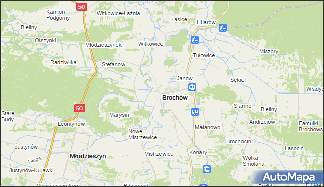 mapa Brochów powiat sochaczewski, Brochów powiat sochaczewski na mapie Targeo