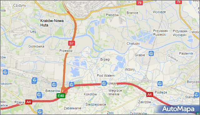 mapa Brzegi gmina Wieliczka, Brzegi gmina Wieliczka na mapie Targeo