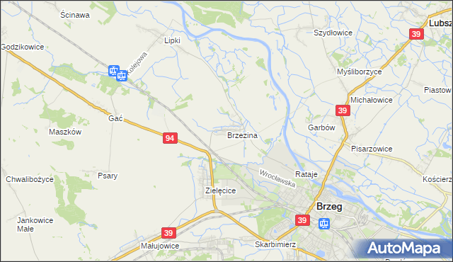 mapa Brzezina gmina Skarbimierz, Brzezina gmina Skarbimierz na mapie Targeo