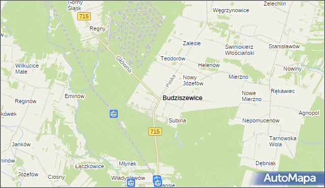 mapa Budziszewice powiat tomaszowski, Budziszewice powiat tomaszowski na mapie Targeo