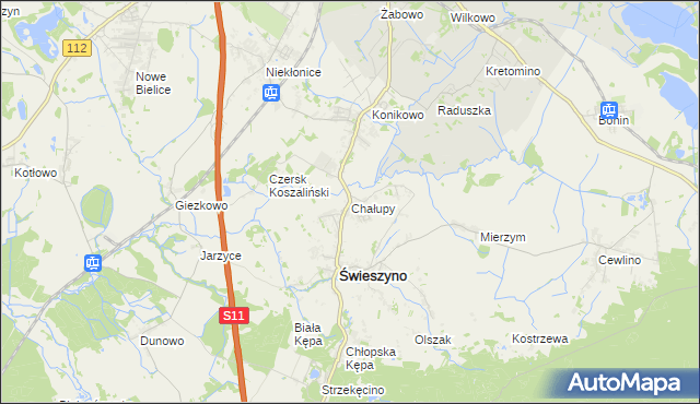 mapa Chałupy gmina Świeszyno, Chałupy gmina Świeszyno na mapie Targeo