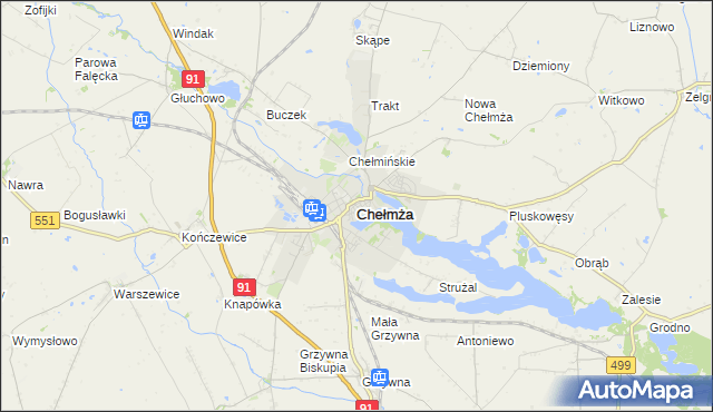 mapa Chełmża, Chełmża na mapie Targeo