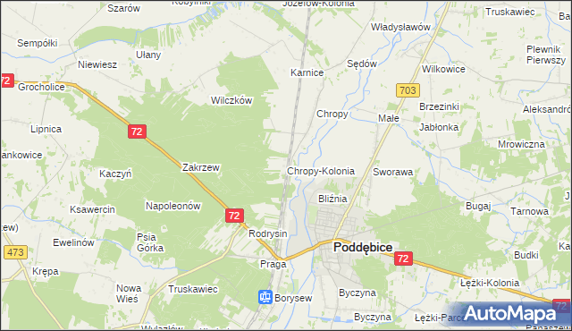 mapa Chropy-Kolonia, Chropy-Kolonia na mapie Targeo