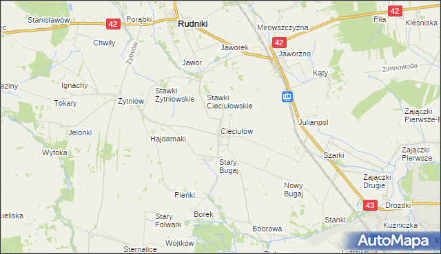 mapa Cieciułów, Cieciułów na mapie Targeo