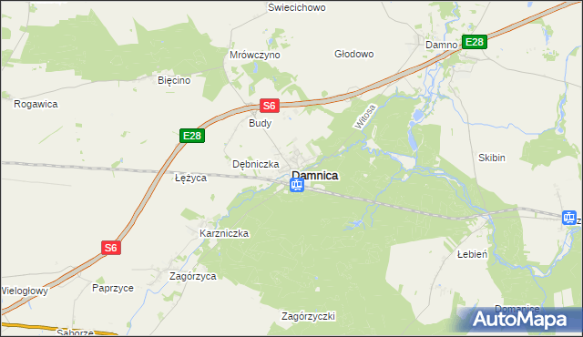 mapa Damnica, Damnica na mapie Targeo