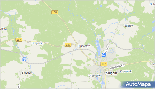 mapa Długoszyn, Długoszyn na mapie Targeo