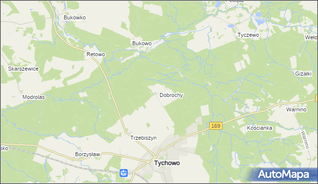 mapa Dobrochy gmina Tychowo, Dobrochy gmina Tychowo na mapie Targeo
