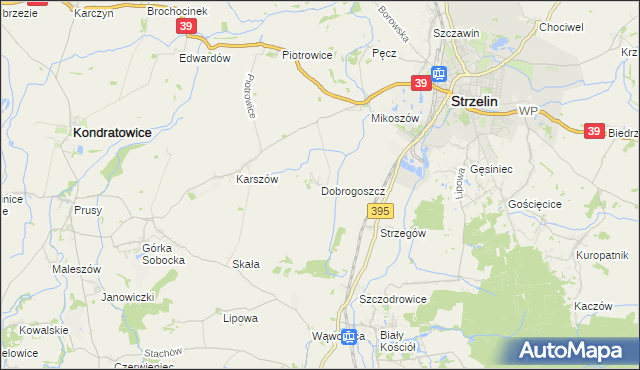 mapa Dobrogoszcz gmina Strzelin, Dobrogoszcz gmina Strzelin na mapie Targeo