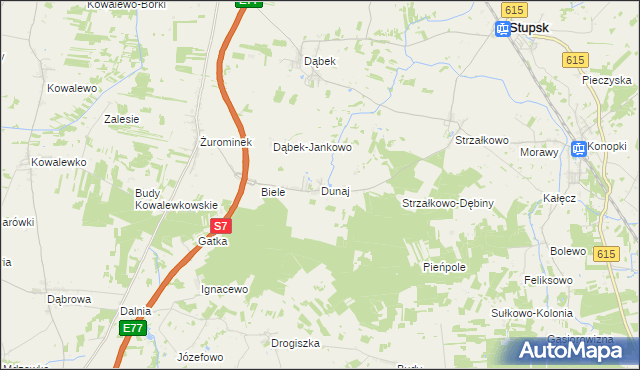 mapa Dunaj gmina Stupsk, Dunaj gmina Stupsk na mapie Targeo