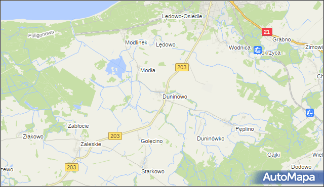mapa Duninowo, Duninowo na mapie Targeo