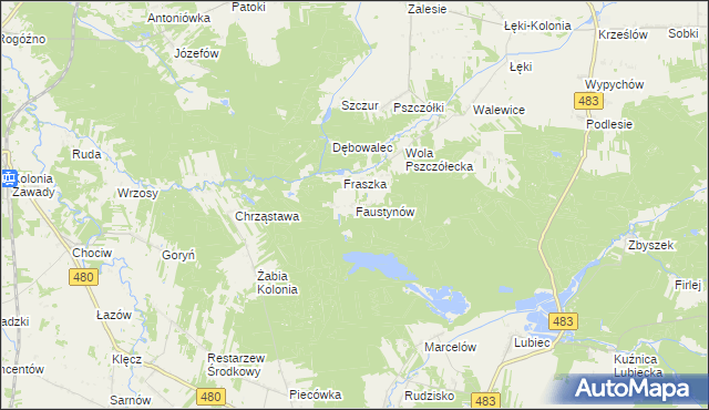 mapa Faustynów, Faustynów na mapie Targeo