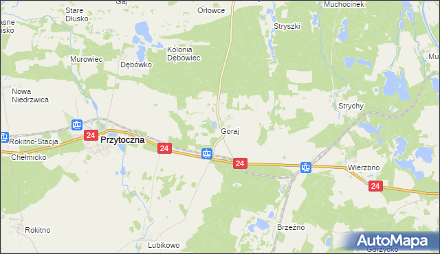 mapa Goraj gmina Przytoczna, Goraj gmina Przytoczna na mapie Targeo