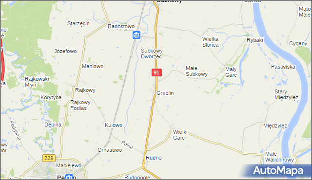 mapa Gręblin, Gręblin na mapie Targeo