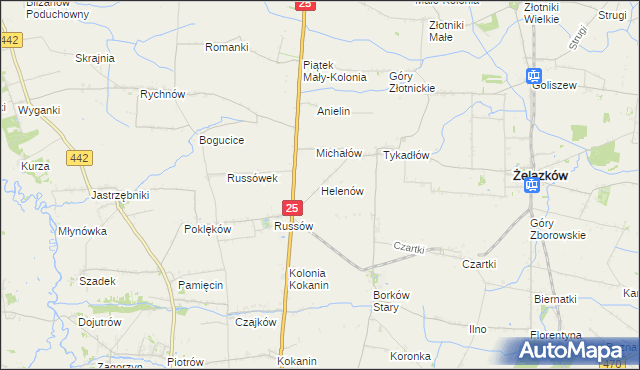 mapa Helenów gmina Żelazków, Helenów gmina Żelazków na mapie Targeo