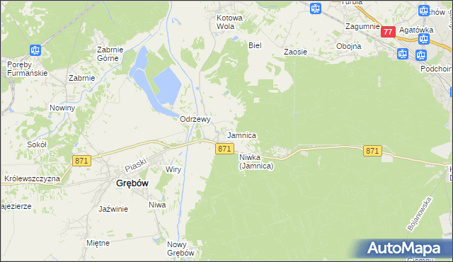 mapa Jamnica gmina Grębów, Jamnica gmina Grębów na mapie Targeo