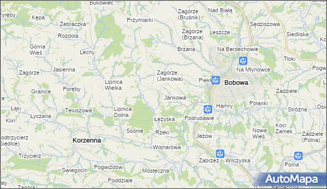mapa Jankowa gmina Bobowa, Jankowa gmina Bobowa na mapie Targeo