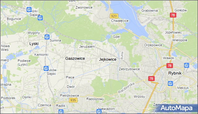 mapa Jejkowice, Jejkowice na mapie Targeo