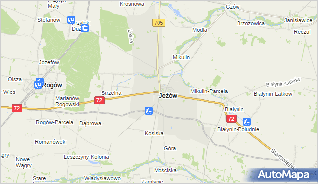 mapa Jeżów powiat brzeziński, Jeżów powiat brzeziński na mapie Targeo