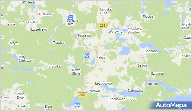 mapa Kalisz gmina Dziemiany, Kalisz gmina Dziemiany na mapie Targeo
