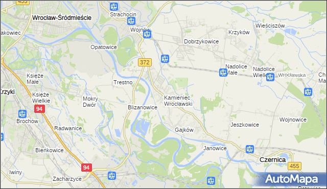 mapa Kamieniec Wrocławski, Kamieniec Wrocławski na mapie Targeo