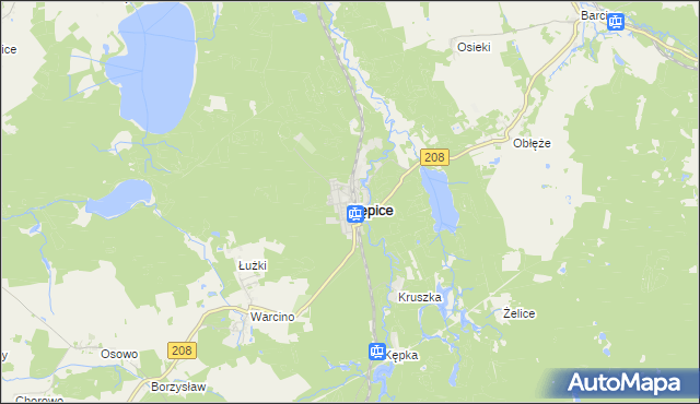 mapa Kępice powiat słupski, Kępice powiat słupski na mapie Targeo