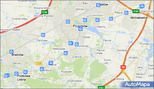 mapa Komorów gmina Michałowice, Komorów gmina Michałowice na mapie Targeo