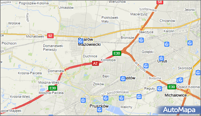 mapa Konotopa gmina Ożarów Mazowiecki, Konotopa gmina Ożarów Mazowiecki na mapie Targeo