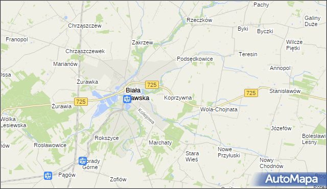 mapa Koprzywna, Koprzywna na mapie Targeo