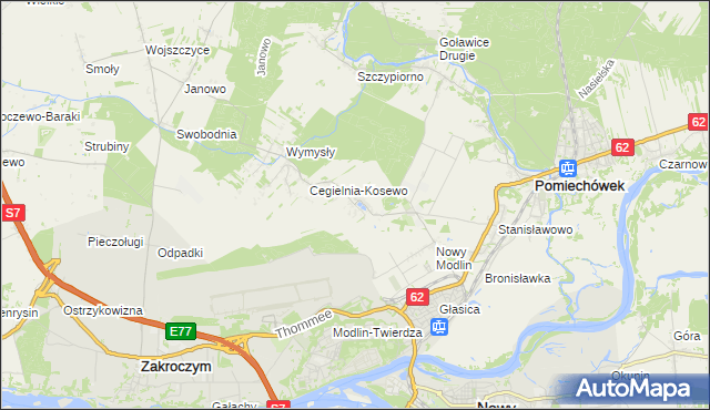 mapa Kosewo gmina Pomiechówek, Kosewo gmina Pomiechówek na mapie Targeo