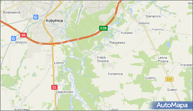 mapa Krępa Słupska, Krępa Słupska na mapie Targeo