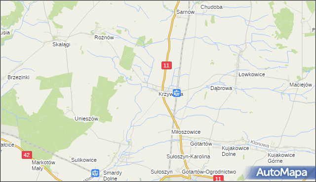 mapa Krzywizna, Krzywizna na mapie Targeo