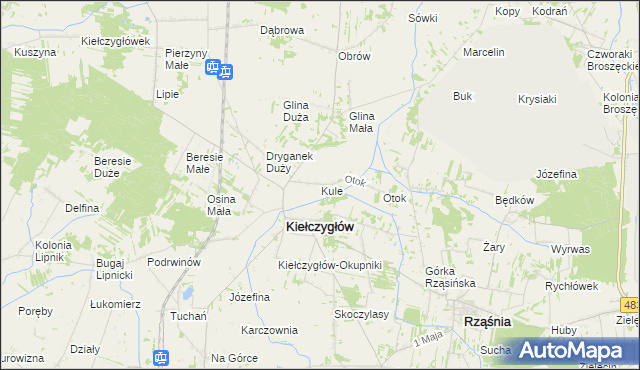 mapa Kule gmina Kiełczygłów, Kule gmina Kiełczygłów na mapie Targeo
