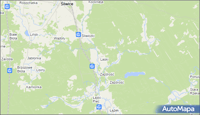 mapa Laski gmina Śliwice, Laski gmina Śliwice na mapie Targeo