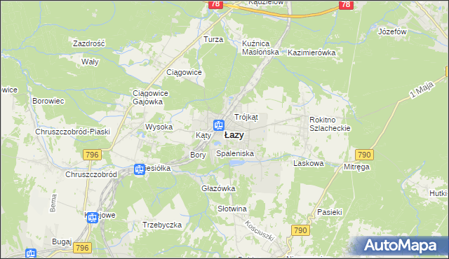 mapa Łazy powiat zawierciański, Łazy powiat zawierciański na mapie Targeo